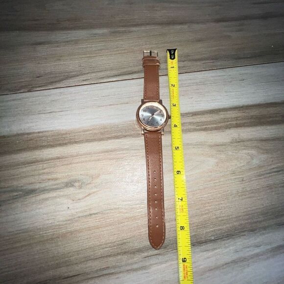 Rose gold Wristwatch Women’s  Japan Movement Tested Added New Battery Brown Band - Picture 4 of 8